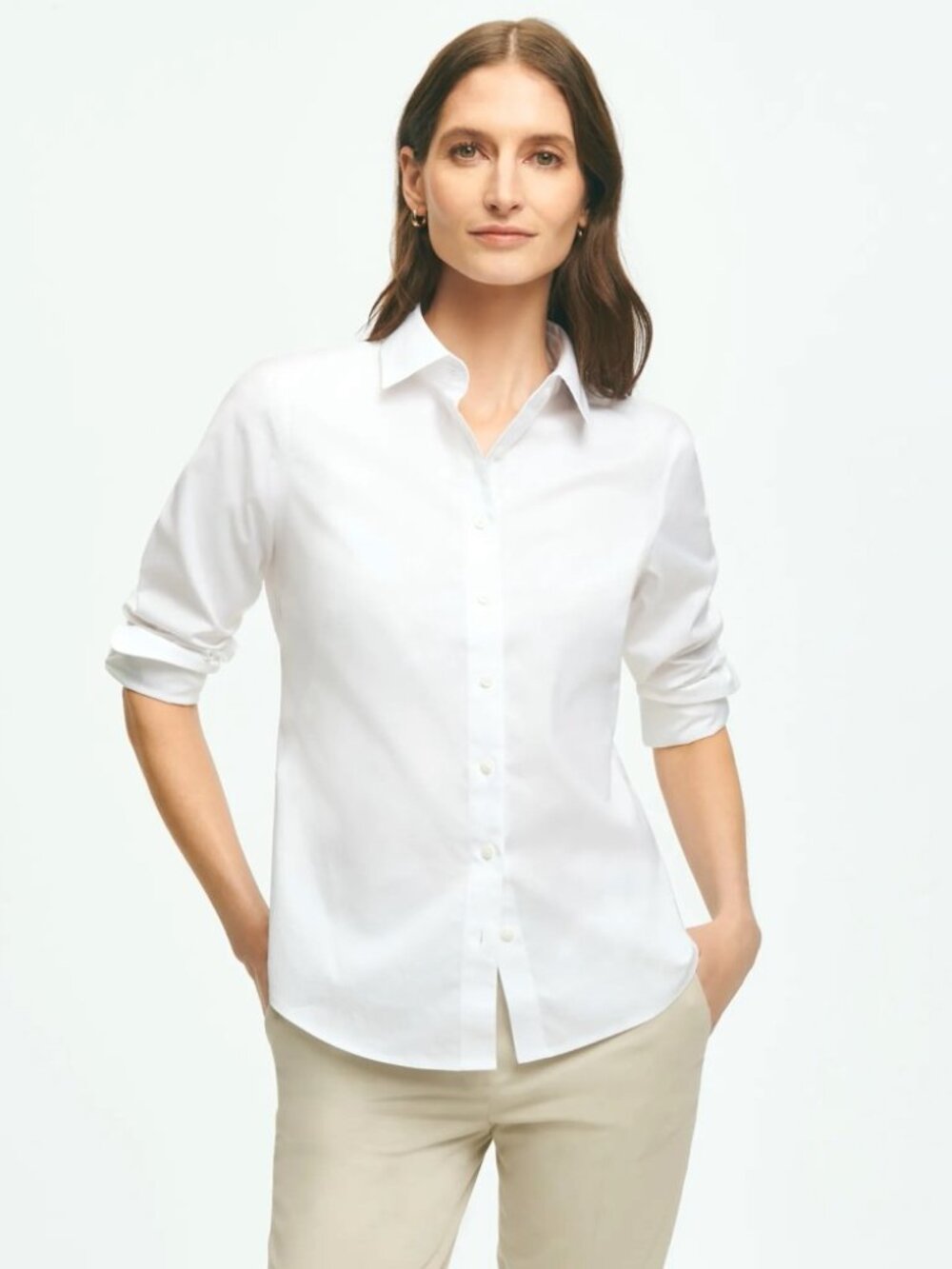 Brooks Brothers fitted, non-iron or wrinkle-free performance dress shirt size 4
